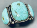 Signed Heavy Vintage 116 Gram Native American Navajo Turquoise Sterling Silver Bracelet-Nativo Arts