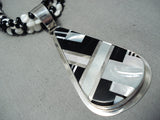 Native American Very Important Dan Coriz Santo Domingo Sterling Silver Black White Necklace-Nativo Arts