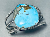 Native American Amazing San Felipe Kingman Turquoise Sterling Silver Colossal Signed Bracelet-Nativo Arts
