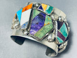 Important Fierro Family Vintage Native American Navajo Turquoise Inlay Sterling Silver Bracelet-Nativo Arts