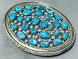 Astounding Vintage Native American Navajo Kingman Turquoise Sterling Silver Buckle Signed-Nativo Arts