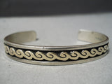 Unique Vintage Navajo 14k Gold & Sterling Silver Bracelet Native American-Nativo Arts