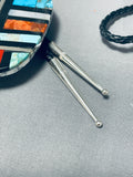 Native American Museum Worthy Santo Domingo Inlay Turquoise Coral Jet Sterling Silver Giant Bolo-Nativo Arts