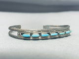 Elegant Vintage Native American Zuni Blue Gem Turquoise Sterling Silver Bracelet-Nativo Arts