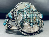 Important Francisco Gomez Turtle Turquoise Sterling Silver Bracelet-Nativo Arts