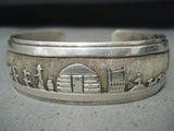 Superb Vintage Native American Navajo Sterling Silver Storyteller Braceleet Signed-Nativo Arts