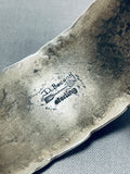 Important Stamp Genius Vintage Native American Navajo Sterling Silver Bracelet-Nativo Arts