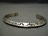 Hand Tooled Yazzie Vintage Native American Navajo Sterling Silver Bracelet Old-Nativo Arts