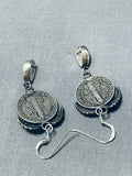 Beautiful Native American Navajo Kingman Turquoise Sterling Silver Dime Earrings-Nativo Arts
