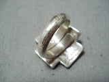 Impressive Navajo Coral Sterling Silver Cross Ring Native American-Nativo Arts