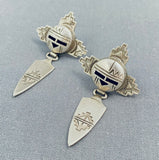 Unique Native American Navajo Sterling Silver Kachina Earrings-Nativo Arts