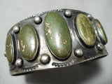 One Of The Biggest Best Vintage Native American Navajo Cerrillos Turquoise Coin Silver Bracelet-Nativo Arts