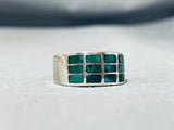Noteworthy Vintage Native American Navajo Green Turquoise Sterling Silver Ring-Nativo Arts