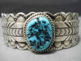 Dramatic Vintage Native American Navajo Sleeping Beauty Turquoise Sterling Silver Bracelet Old-Nativo Arts