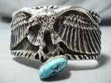 Fascinating Navajo Native American Turquoise Sterling Silver Eagle Bracelet-Nativo Arts