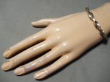 So Thick!! Hand Twisted Vintage Native American Navajo Authentic Sterling Silver Bracelet Old-Nativo Arts