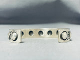 Advanced Work Al Cleveland Native American Navajo Signed Sterling Silver Solid Bracelet-Nativo Arts