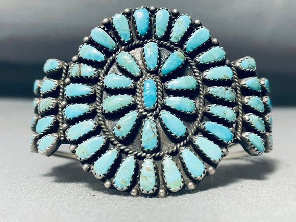 Important Authentc Larry Moses Vintage Native American Navajo Turquoise Sterling Silver Bracelet-Nativo Arts