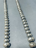 Longer Sturdy Vintage Native American Navajo Hand Tooled Sterling Silver Necklace-Nativo Arts