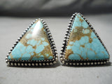 Fabulous Vintage Native American Navajo #8 Turquoise Mine Sterling Silver Earrings Old-Nativo Arts