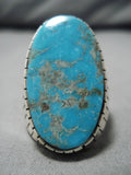 Huge Men's Navajo Native American Turquoise Sterling Silver Ring-Nativo Arts
