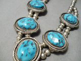 Opulent Vintage Native American Navajo Persin Turquoise Sterling Silver Necklace Old-Nativo Arts
