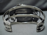 Extremely Rare #8 Turquoise Vintage Native American Navajo Sterling Silver Bracelet Old Cuff-Nativo Arts