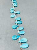 Native American Brilliant Vintage Santo Domingo Turquoise Teardrop Heishi Silver Beads Necklace-Nativo Arts