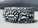 Important Stamp Genius Vintage Native American Navajo Sterling Silver Bracelet-Nativo Arts