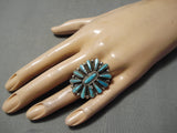 Incredible Vintage Native American Navajo Tears Of Joy Turquoise Sterling Silver Ring-Nativo Arts