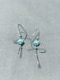 Native American Twirling Swirling Vintage Cochiti Turquoise Sterling Silver Earrings Old-Nativo Arts