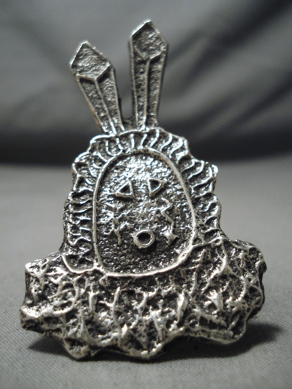 Huge Heavy Kachina Sterling Silver Native American Ring-Nativo Arts