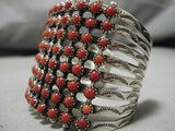 One Of The Best Native American Navajo Snake Eyes Coral Sterling Silver Bracelet- Huge!-Nativo Arts
