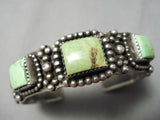 One Of The Best Vitnage Native American Navajo High Grade Gaspeite Sterling Silver Bracelet-Nativo Arts