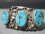 Amazing Vintage Native American Navajo Turquoise Sterling Silver Bracelet Old-Nativo Arts