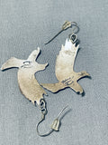Noteworthy Vintage Native American Navajo Sterling Silver Eagle Earrings-Nativo Arts