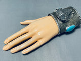 180 Gram Buffalo Native American Turquoise Sterling Silver Bracelet-Nativo Arts