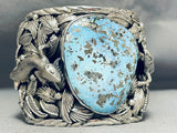 Native American 230 Gram Heavy Huge Lizard Turquoise Sterling Silver Bracelet-Nativo Arts