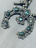 Bisbee Turquoise Vintage Native American Navajo Sterling Silver Squash Blossom Necklace-Nativo Arts