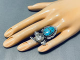 Kachina Spiderweb Native American Navajo Turquoise Sterliung Silver Detail Ring-Nativo Arts