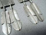 Amazing Vintage Navajo Sterling Silver Feather Earrings Native American Old-Nativo Arts