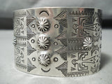 Early Vintage Native American Navajo Repoussed Sterling Silver Wide Bracelet-Nativo Arts