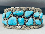 Signed Vintage Native American Navajo Morenci Turquoise Sterling Silver Bracelet-Nativo Arts