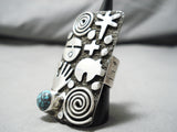 Incredible Vintage Native American Navajo Lone Mountain Turquoise Sterling Silver Ring-Nativo Arts