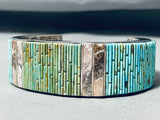 One Of The Most Intricate Ever Vintage Native American Navajo Turquoise Sterling Silver Bracelet-Nativo Arts