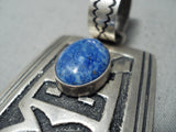 Huge Authentic Vintage Native American Navajo Thomas Singer Sterling Silver Lapis Pendant-Nativo Arts