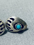 Detailed Vintage Native American Navajo Turquoise Sterling Silver Earrings-Nativo Arts