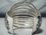 Signed Amazing Navajo Native American Sterling Silver 10 Rail Bracelet-Nativo Arts