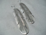 Unbelievable Navajo Sterling Silver Feather Earrings Native American-Nativo Arts