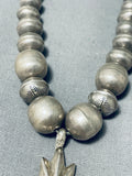 Gasp! Vintage Native American Navajo Graduating Sterling Silver Naja Bead Necklace Old-Nativo Arts